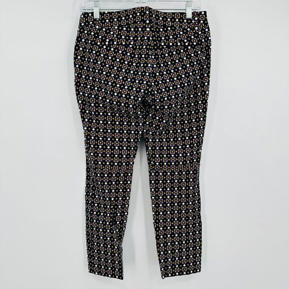 J. Crew Size 6 Navy Blue Geometric Printed Side Zip Winnie Capri Pants - Picture 8 of 8